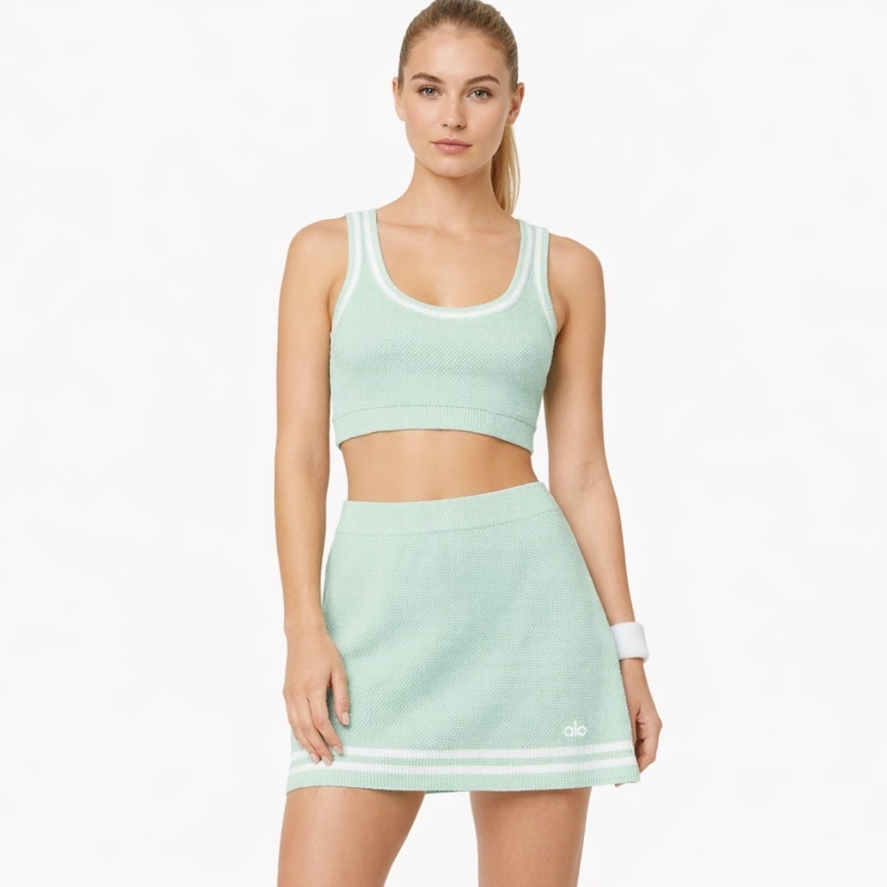 Alo Yoga Varsity Tennis Knit Set Mint Green No Tags see Measurements Approx